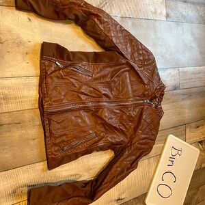 Black Rivet Tan vegan Leather Jacket